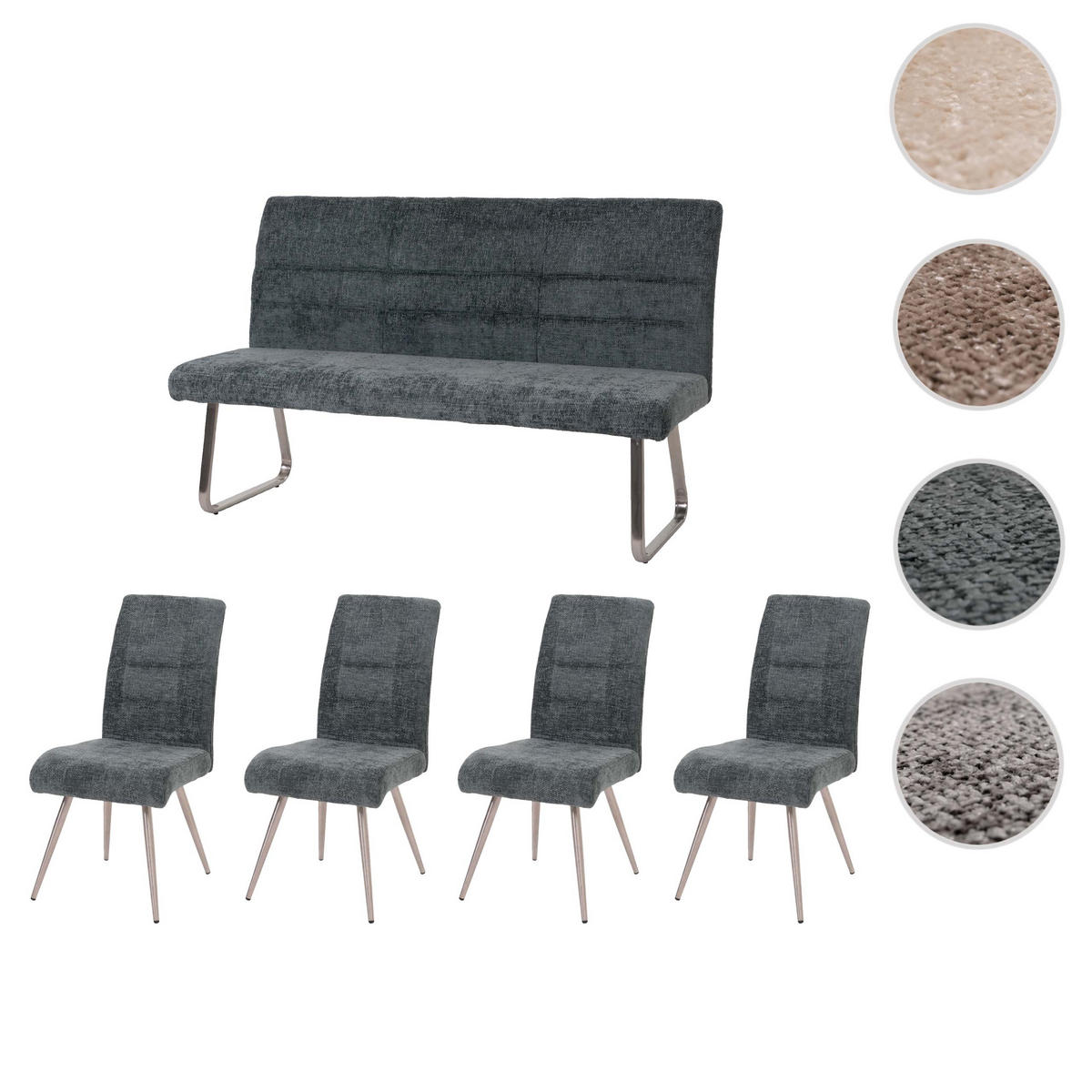 ESSZIMMER-SET Blau 5er-Set - Blau, Textil (160/100/65cm) - MCW