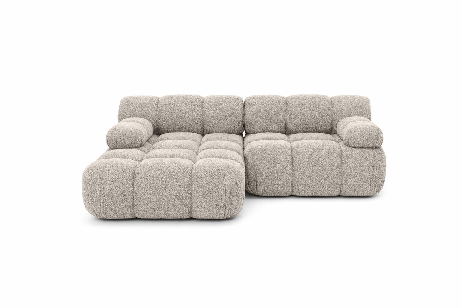 ECKSOFA L-form Mini Modular, Bouclé-Stoff Abriamo, Beige, Links, Selia - Beige, Holz (190/160cm) - Kaiser Möbel