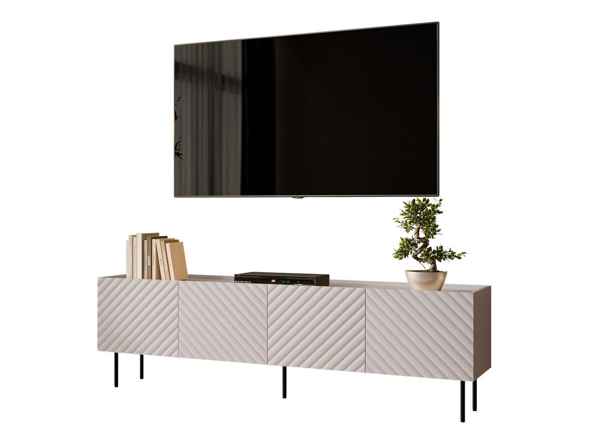 TV-LOWBOARD Lucca 200 4D - Kaschmir/Schwarz, Holz/Holzwerkstoff (200/59/40cm) - MIRJAN24