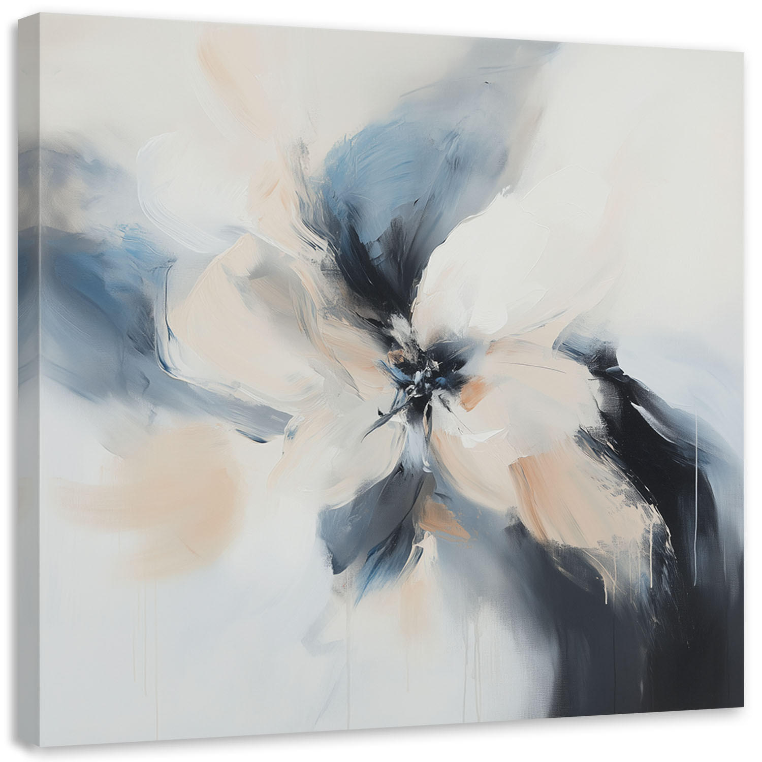 LEINWANDBILD Moderne Abstraktion beige blau 50x50cm - Grau, Textil (50/50cm) - Feeby