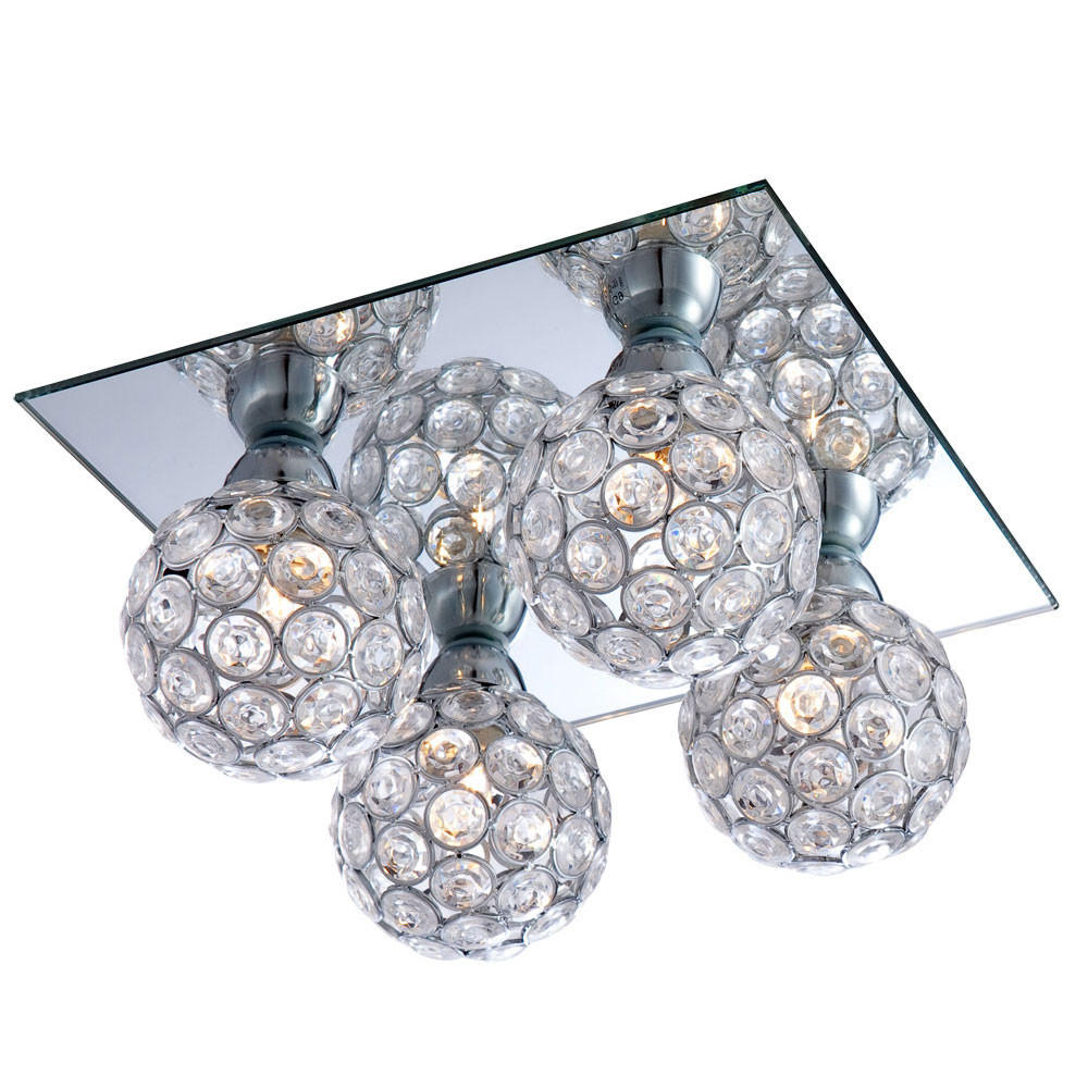 LED DECKENLEUCHTE Metall Silber Kristall - Silberfarben, Glas (23/23/13.2cm)