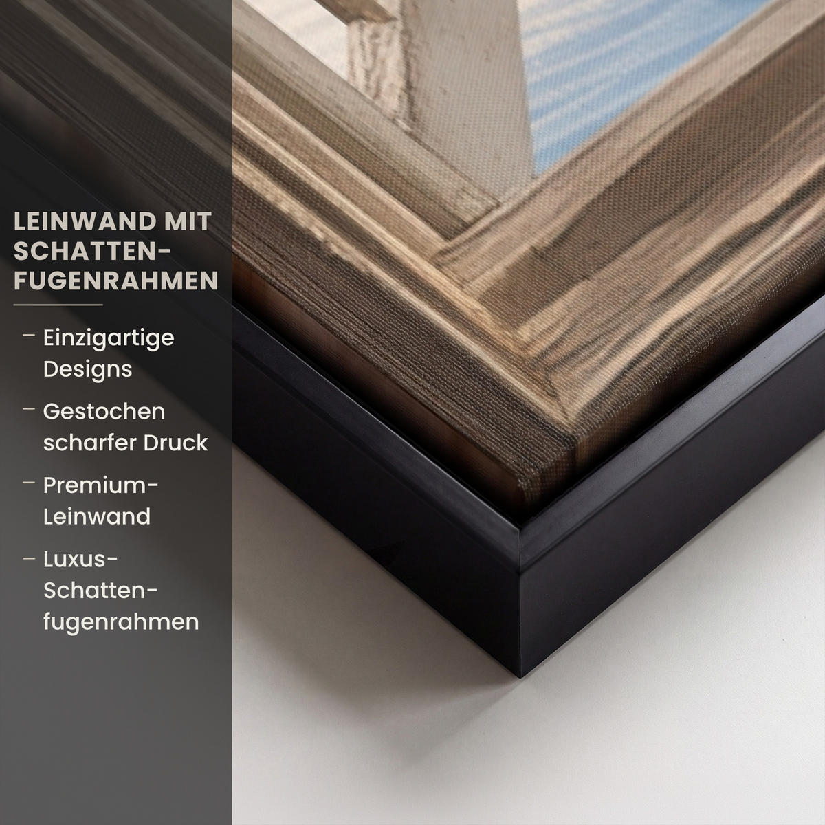 LEINWAND Bilder mit Rahmen - Aussicht - Strand - Fenster - Dünen - Meer - 60x90 - Hellblau, Textil (60/90cm) - MuchoWow