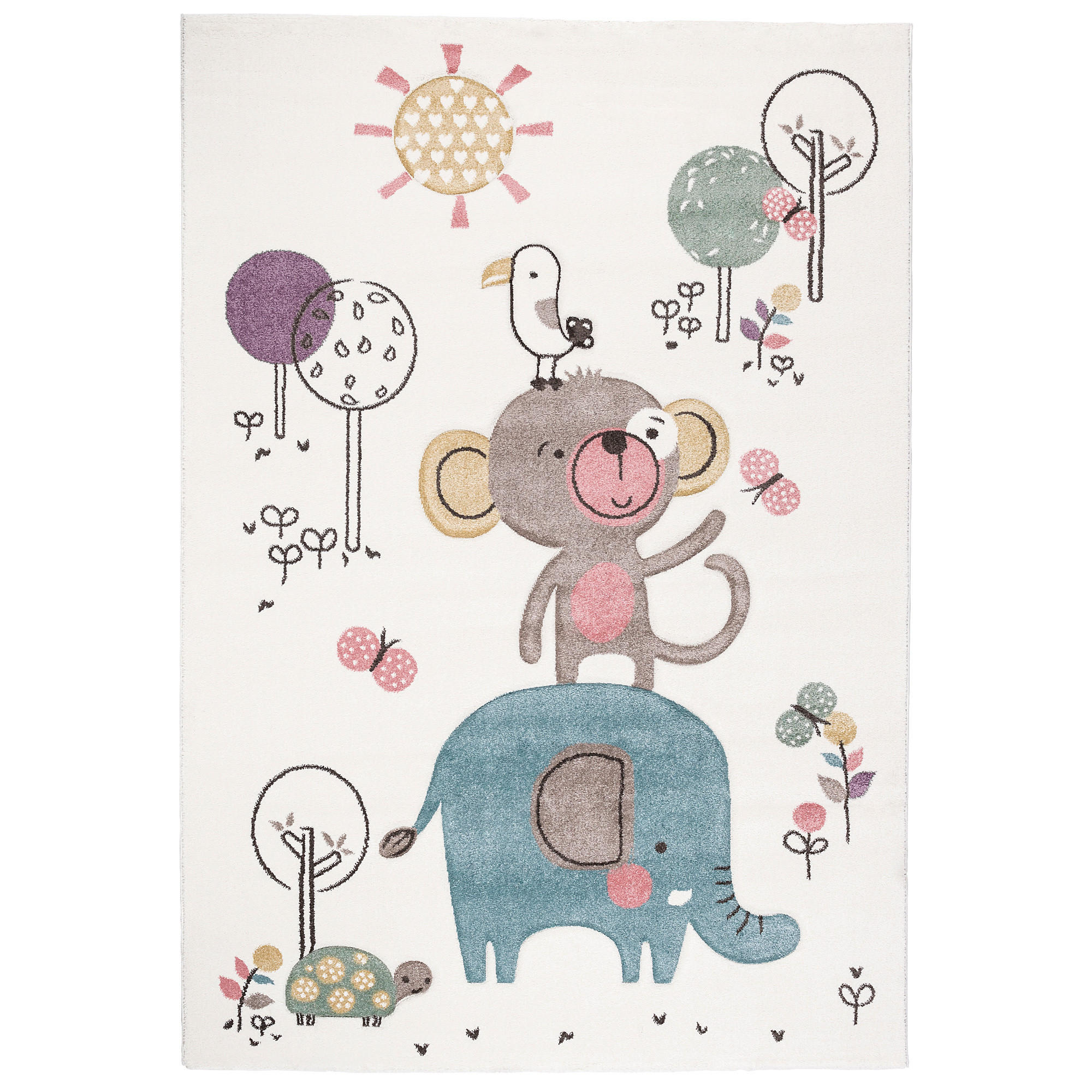 KINDER TEPPICH MAUI KIDS LUSTIGE TIERE BUNT - Creme, Textil (80/150cm) - Pergamon