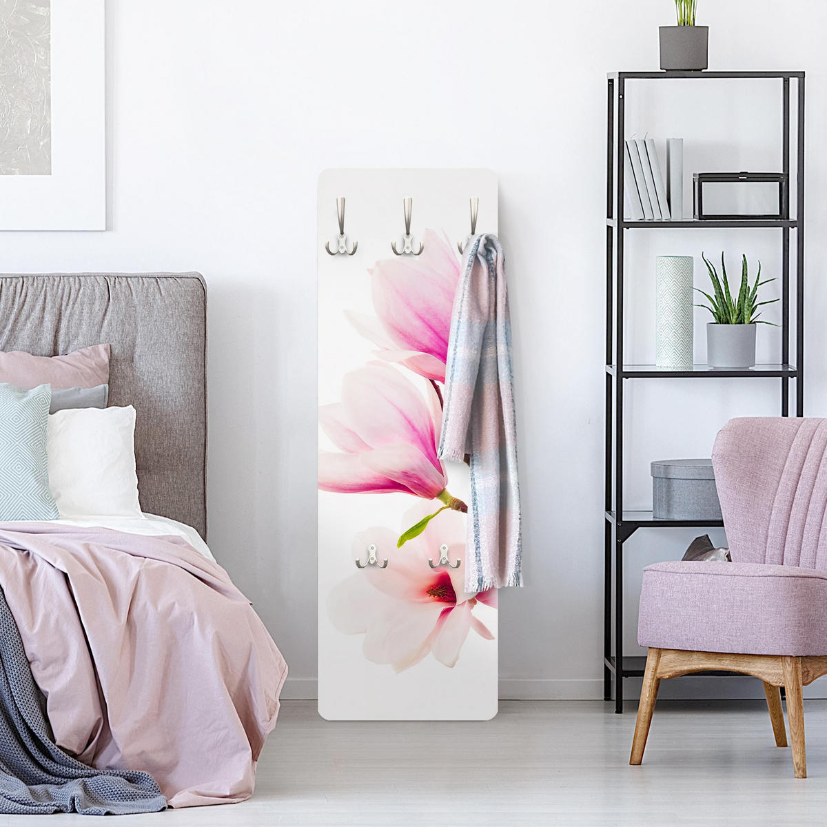 WANDGARDEROBE - Zarter Magnolienzweig 34/105 cm - Rosa, Holzwerkstoff (34/105/1.6cm) - Bilderwelten