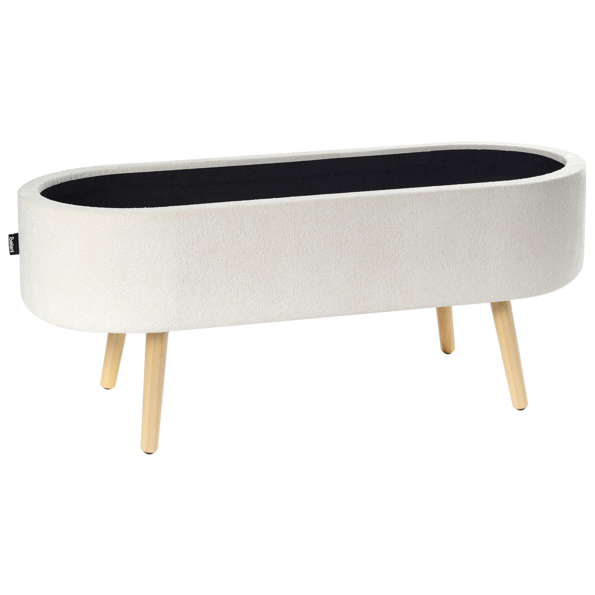 POLSTERBANK Cremeweiß Oklahoma - Creme/Braun, Naturmaterialien (100/46/37cm) - Beliani
