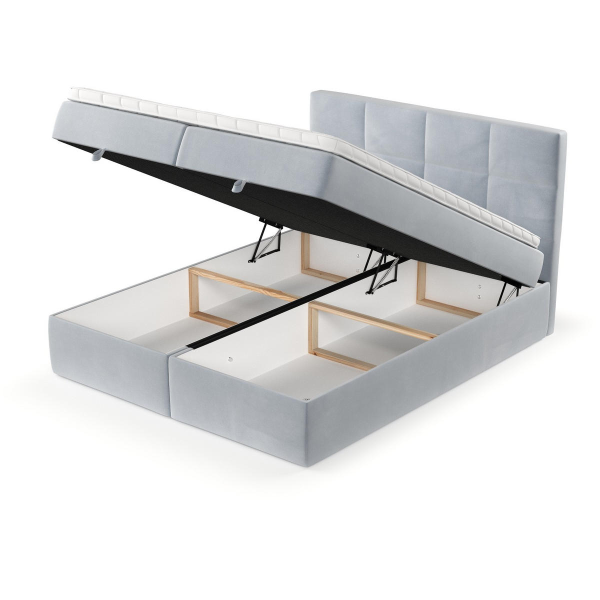 BOXBETT Velto 180/200 cm Hellgrau im Paros Stoff - Hellgrau/Schwarz, Holz/Holzwerkstoff (180/200cm) - AltaBeds