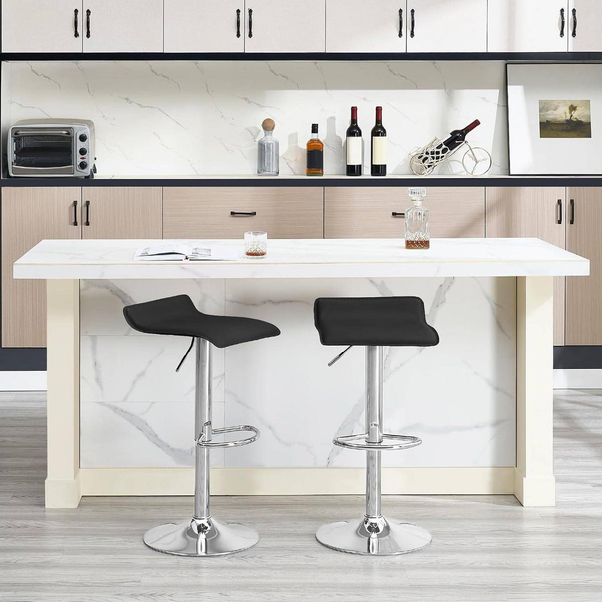 BARHOCKER, Höhenverstellbarer Barstuhl,aus Kunstleder Metall - Schwarz, Metall (38.5/84/39.5cm) - Woltu