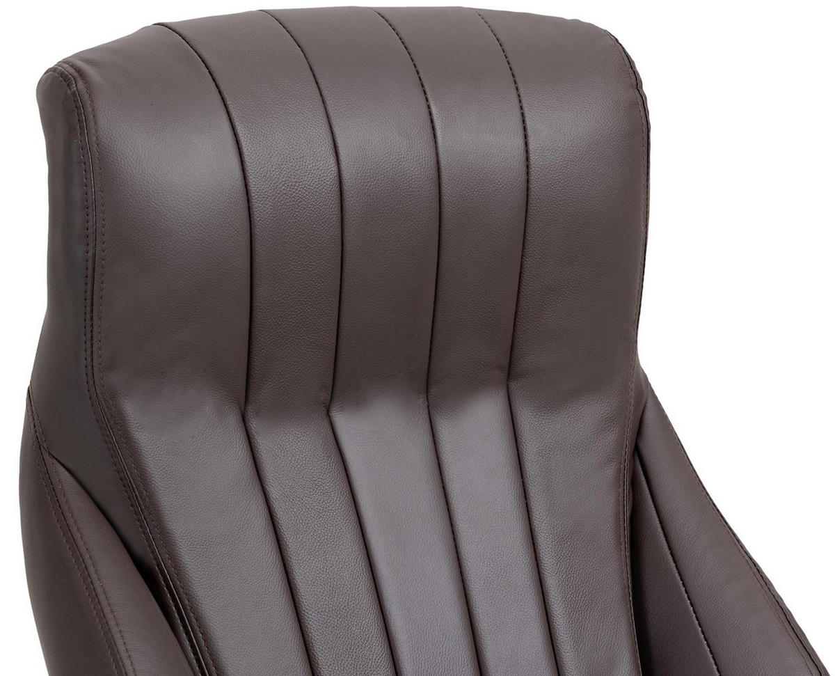 BÜROSTUHL Valyx Echtleder braun - Chromfarben/Braun, Leder/Metall (73/130/76cm) - TPFLiving