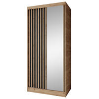 SCHWEBETÜRENSCHRANK Donatello 100/205/60 2-türig eiche Artisan/schwarz mit Spiegel - Schwarz/Eiche Artisan, Holzwerkstoff (100/205/60cm) - Beautysofa