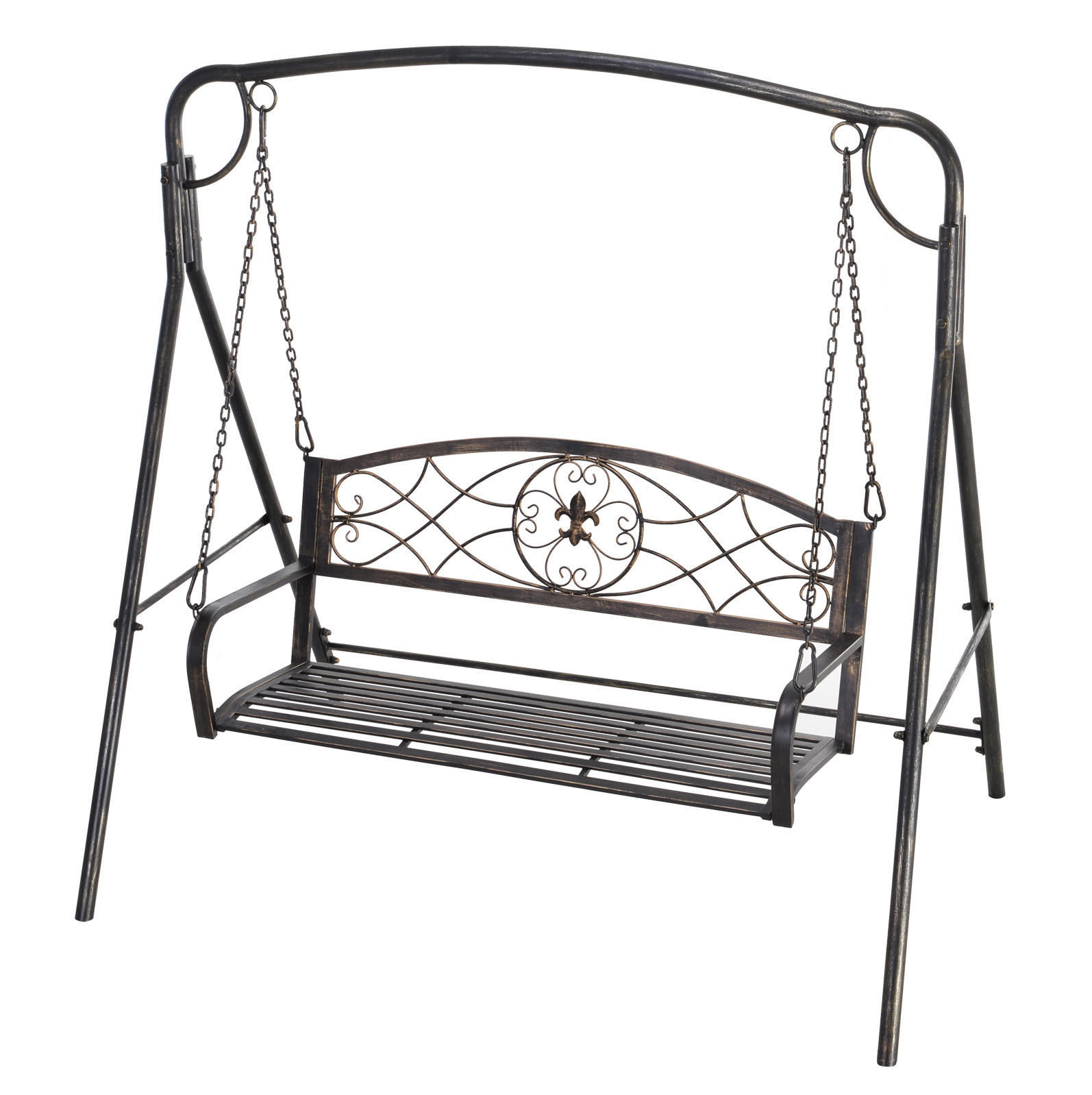 HOLLYWOODSCHAUKEL aus Metall 167x123x175 cm in Schwarz mit 2-Sitzer-Design - Schwarz, Metall (167/175/123cm) - Modfu