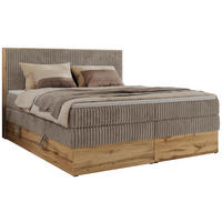 BOXBETT WOOD CLASSIC KING 180/200 - Hellbraun Cord - H4 - Hellbraun, Textil (180/200cm) - MKS