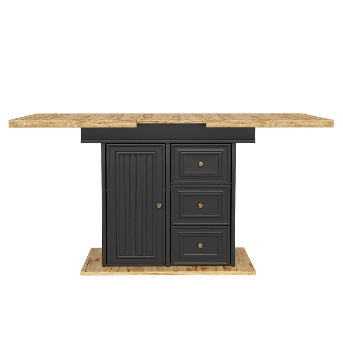 ESSTISCH 110/80/75 cm naturfarben aus MDF und Metall mit Stauraum - Hellbraun, Holzwerkstoff (110/80/75cm) - OKWISH