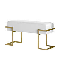 POLSTERBANK CELY 80 cm, Hellgrau, Goldenes Gestell - Goldfarben/Hellgrau, Textil/Metall (80/42/34cm) - Bettso
