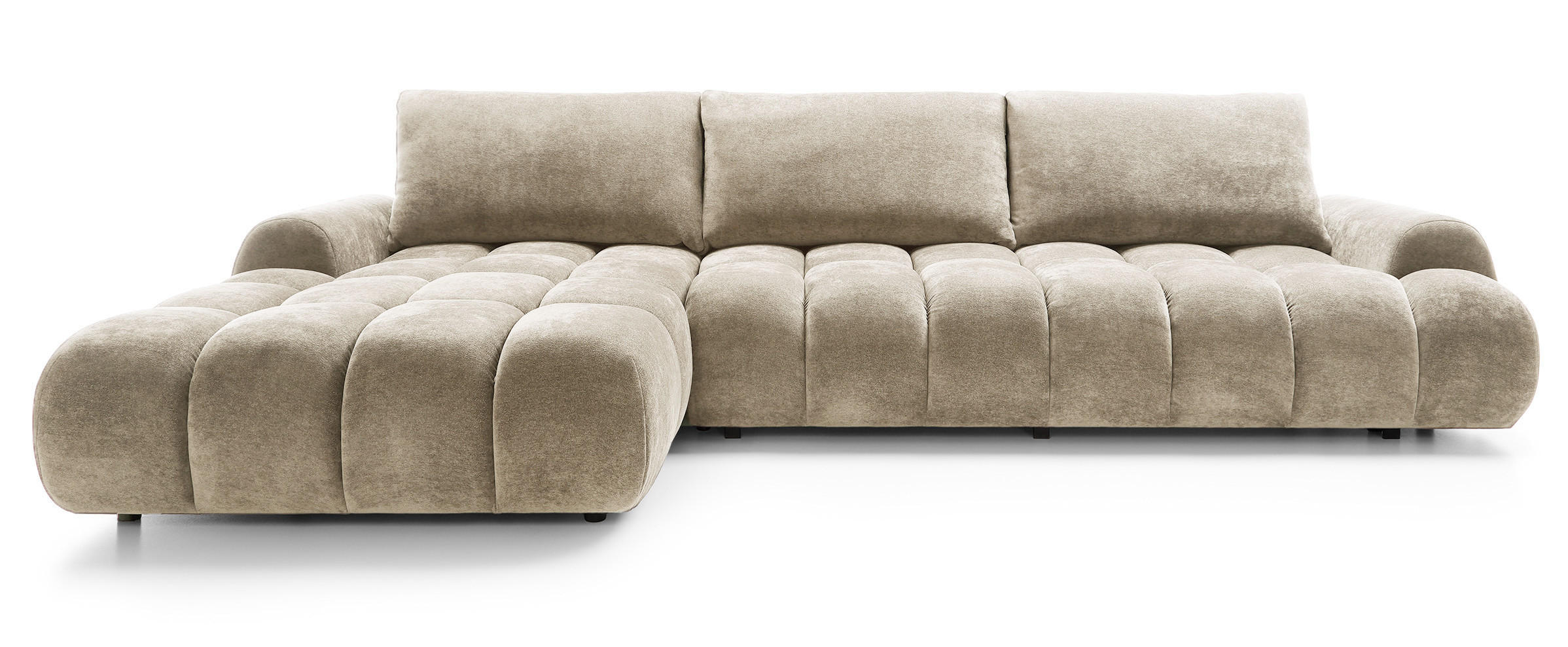 ECKSOFA 340 cm Valerio II, Schlaffunktion, Bettkasten, Links, Beige - Beige, Holz (340/177cm) - Emporius