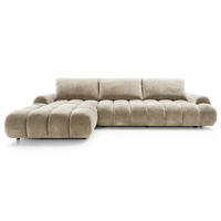 ECKSOFA 340 cm Valerio II, Schlaffunktion, Bettkasten, Links, Beige - Beige, Holz (340/177cm) - Emporius
