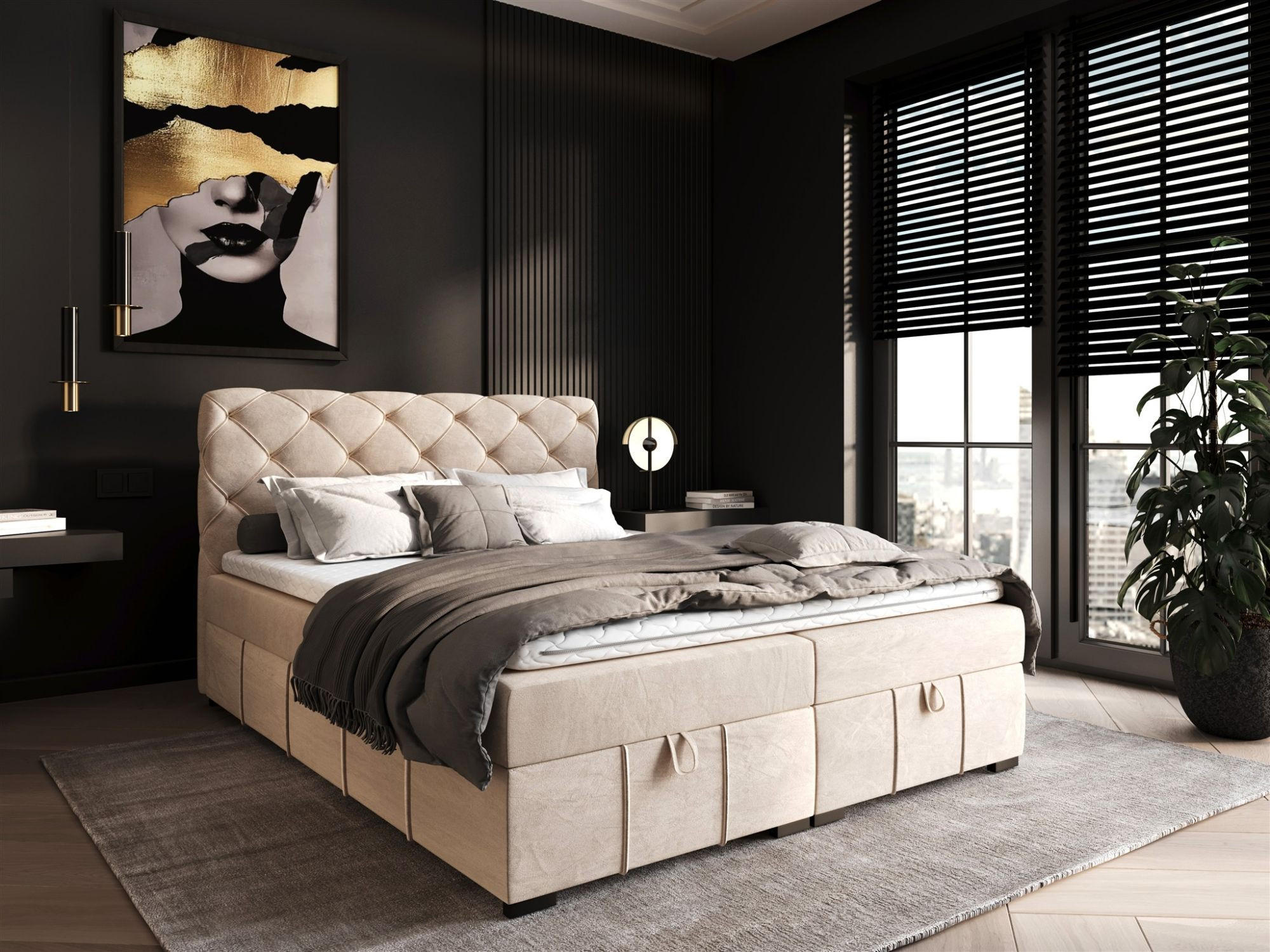 BOXBETT Gisel - Creme, Holzwerkstoff/Textil (140/200cm) - Fun Möbel