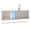 SIDEBOARD Cuba Türen in Sandgrau Hochglanz - Sandfarben, Holzwerkstoff (182/53/35cm) - Vladon