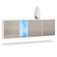SIDEBOARD Cuba Türen in Sandgrau Hochglanz - Sandfarben, Holzwerkstoff (182/53/35cm) - Vladon