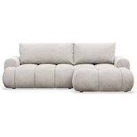 ECKSOFA Ombo Mini, Graubeige Bouclé, rechtsseitig - Taupe/Schwarz, Kunststoff/Textil (155/246cm) - Selsey