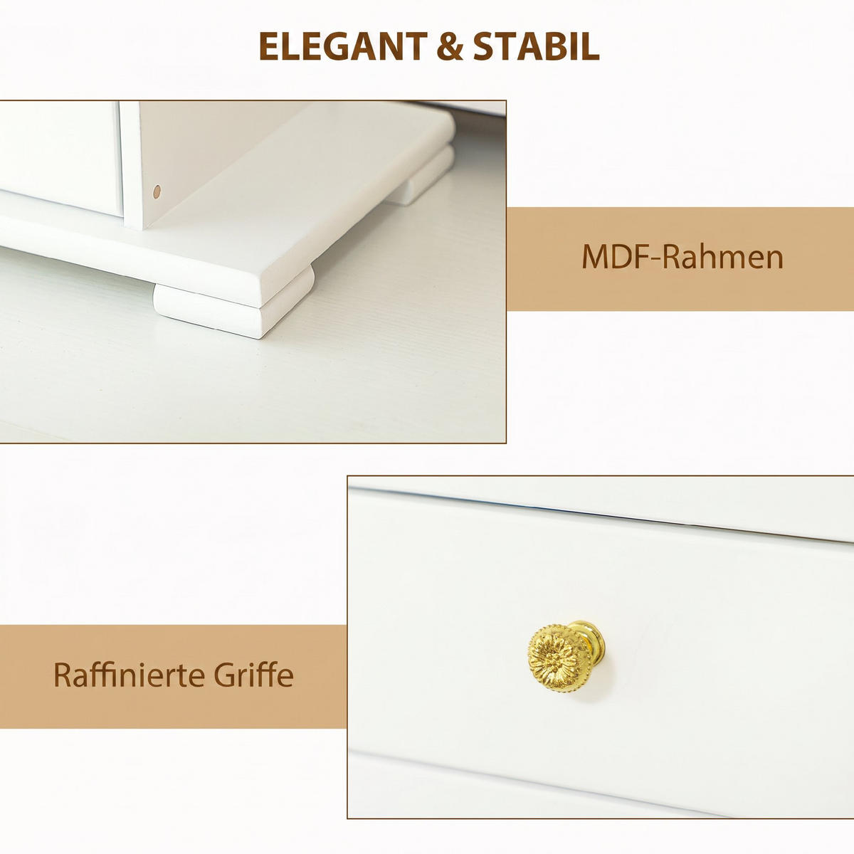 SCHMUCKKASTEN DE-18315 4-stöckig mit Spiegel & 2 Schubladen Weiß - Weiß, Holzwerkstoff (16/33.5/26.5cm) - ComfortXL