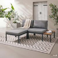 LOUNGESET - 3-teilig - Aluminium - Grau - Grau, Kunststoff/Textil - home24