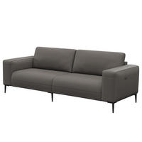 3-SITZER SOFA - Schwarz/Grau, Leder/Metall (225/77/88cm) - home24
