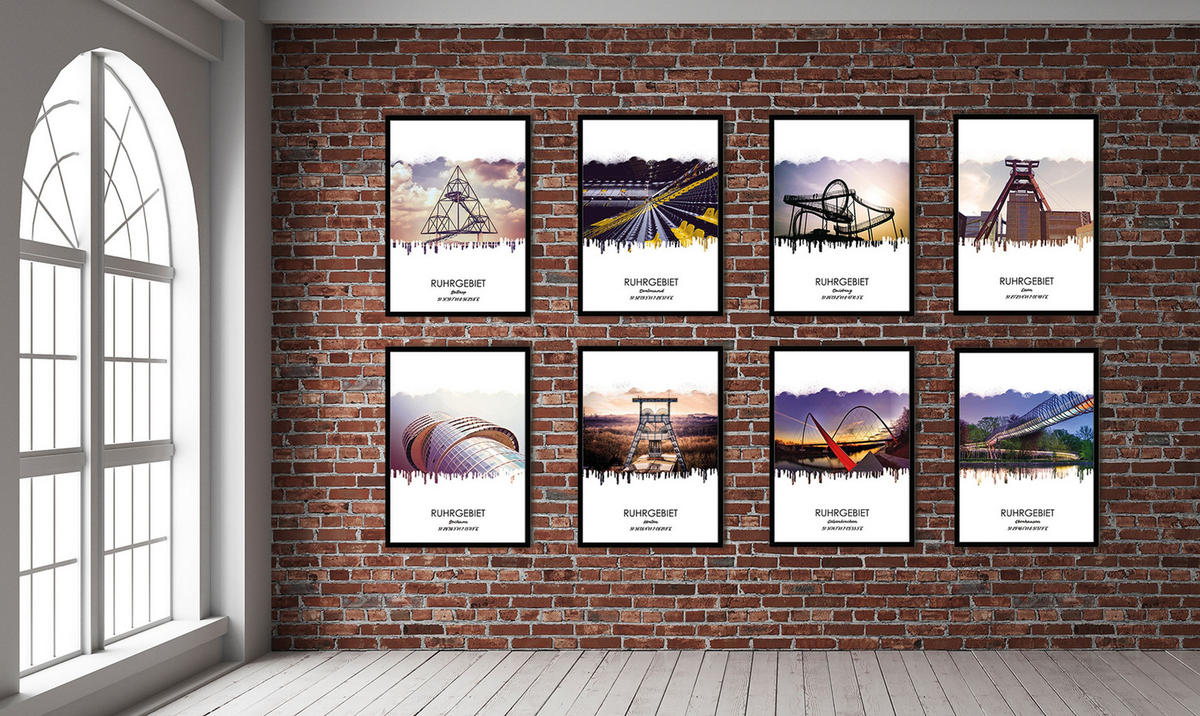 POSTER mit Rahmen 50x70 cm Ruhrgebiet Essen Zollverein - Anthrazit, Holz (51/71cm) - artissimo