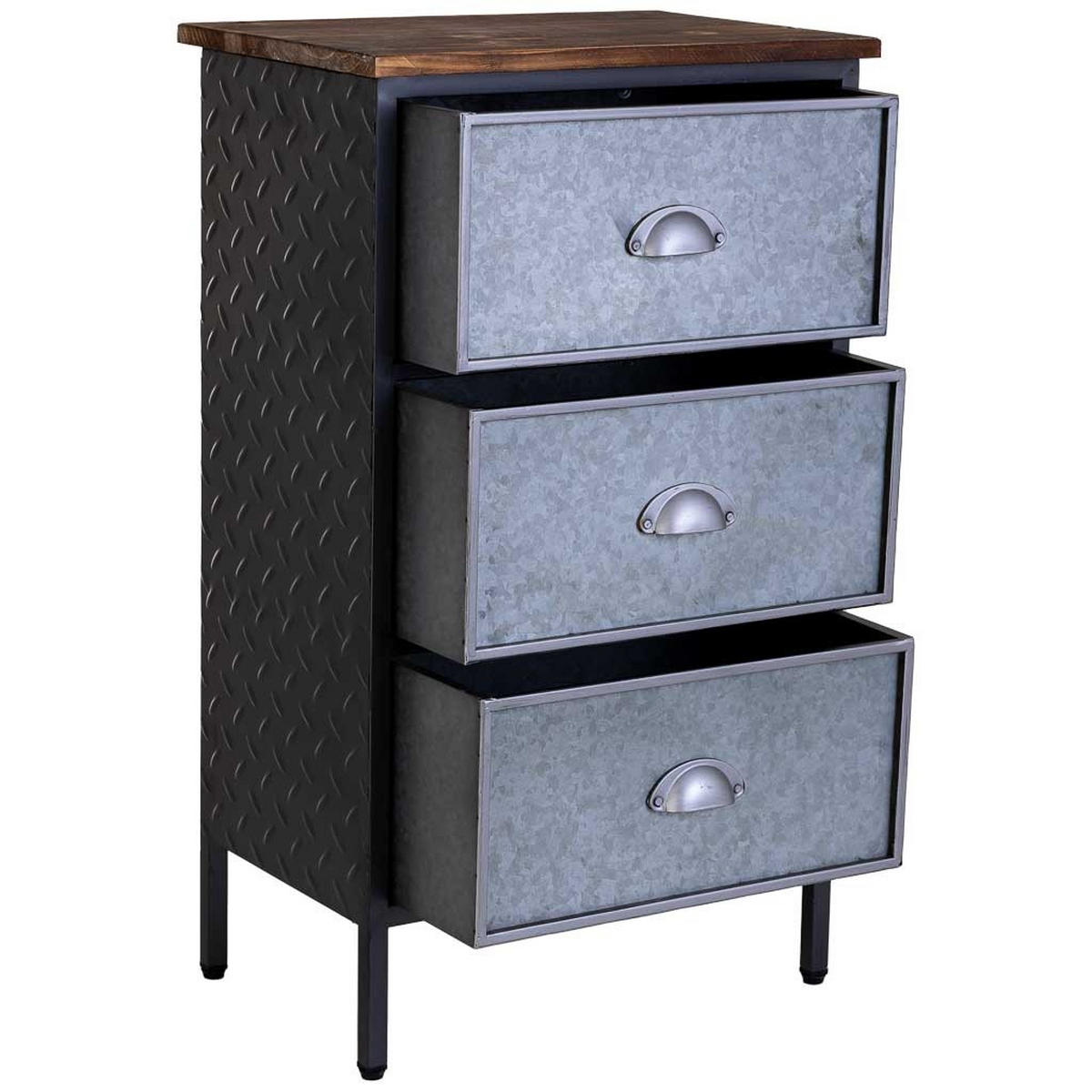 NACHTTISCH, 42x28x71cm - Schwarz, Metall (42/70/28cm) - Wanderlust