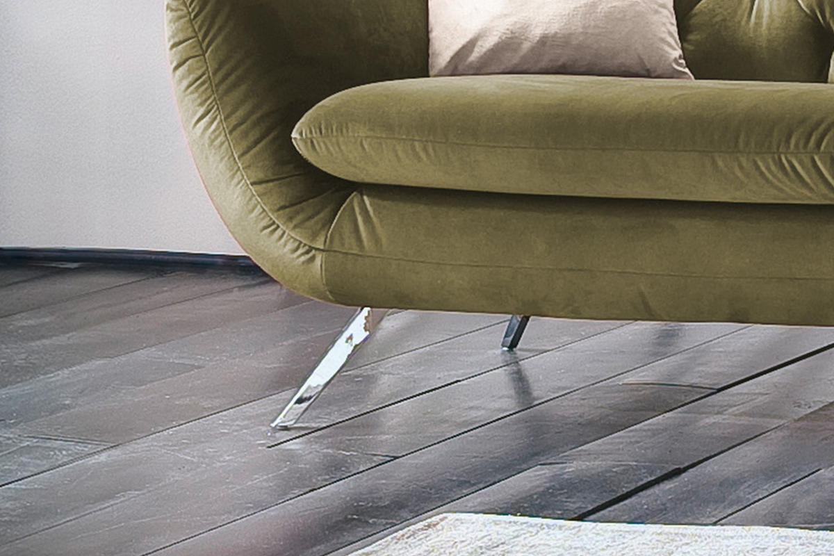 SOFA CHARME Grün Velvet - Dunkelgrün/Silberfarben, Textil/Metall (200/94/95cm) - KAWOLA