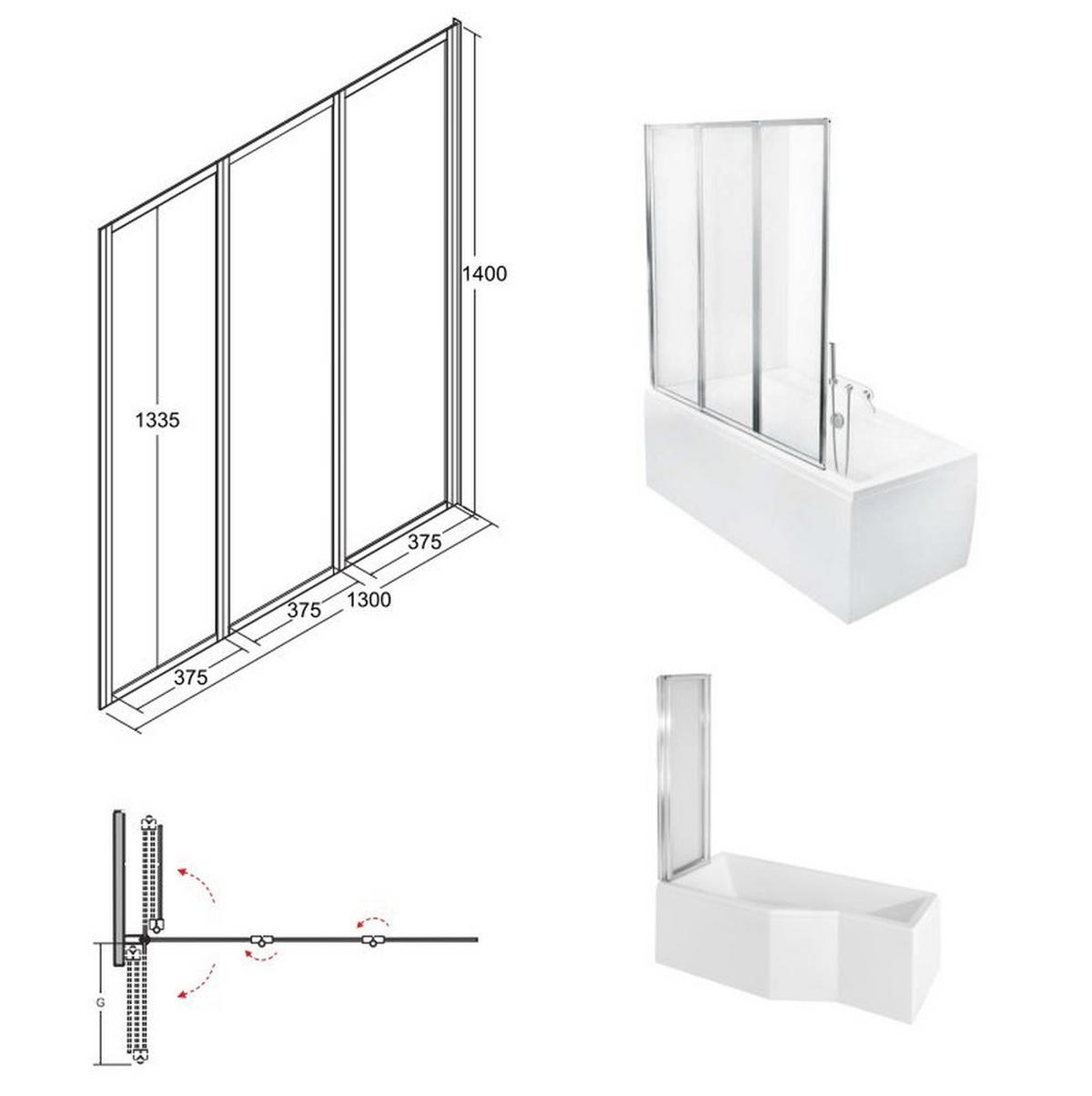BADEWANNE Eckwanne INTEGRA 150/75 Links mit Glasabtrennung 3-teilig Ablauf & Füße - Weiß, Kunststoff (75/55.5/150cm) - bad land