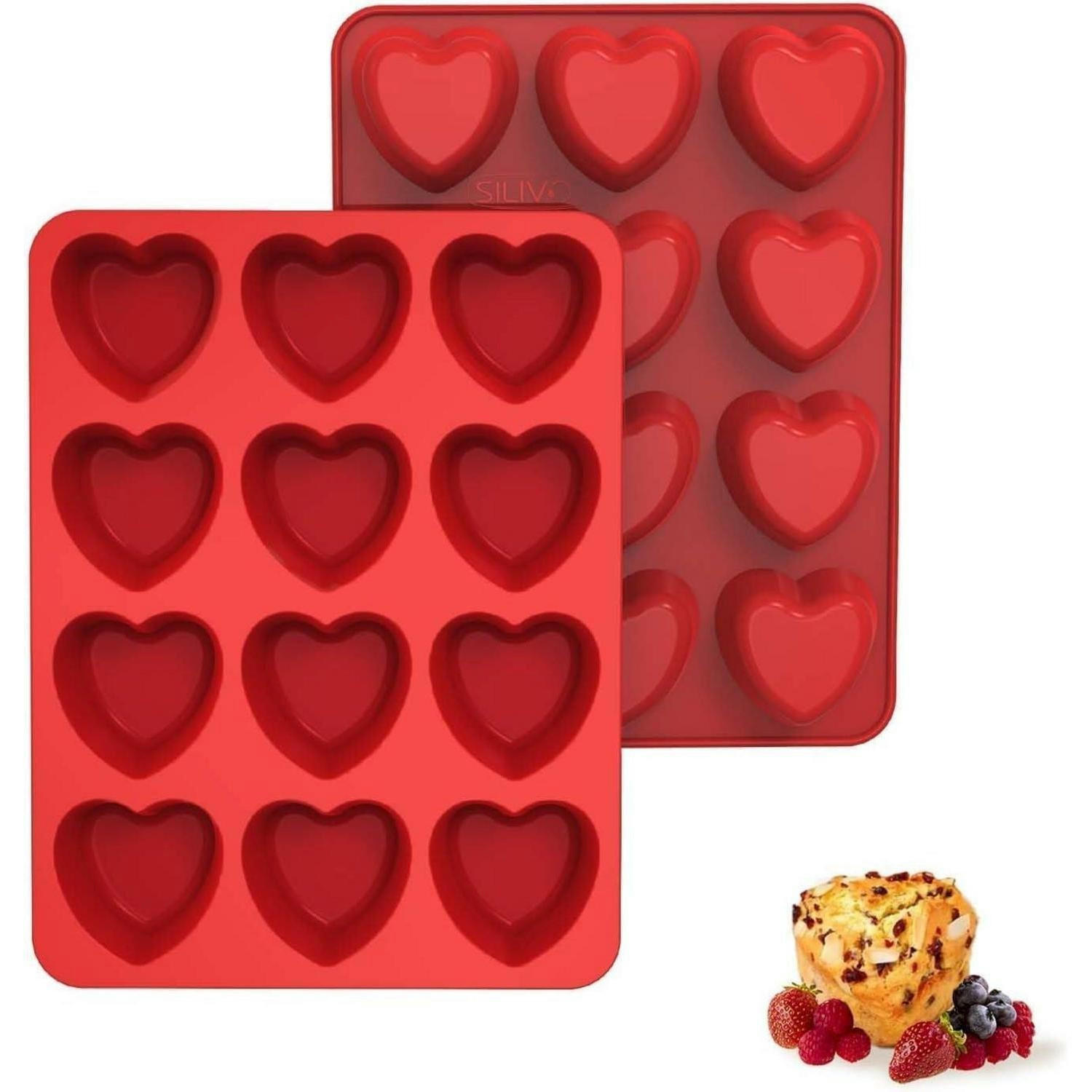 MUFFINFORM Herz 2-teiliges Set Silikon 24 Mulden - Rot, Kunststoff (22.3/3/29.7cm)