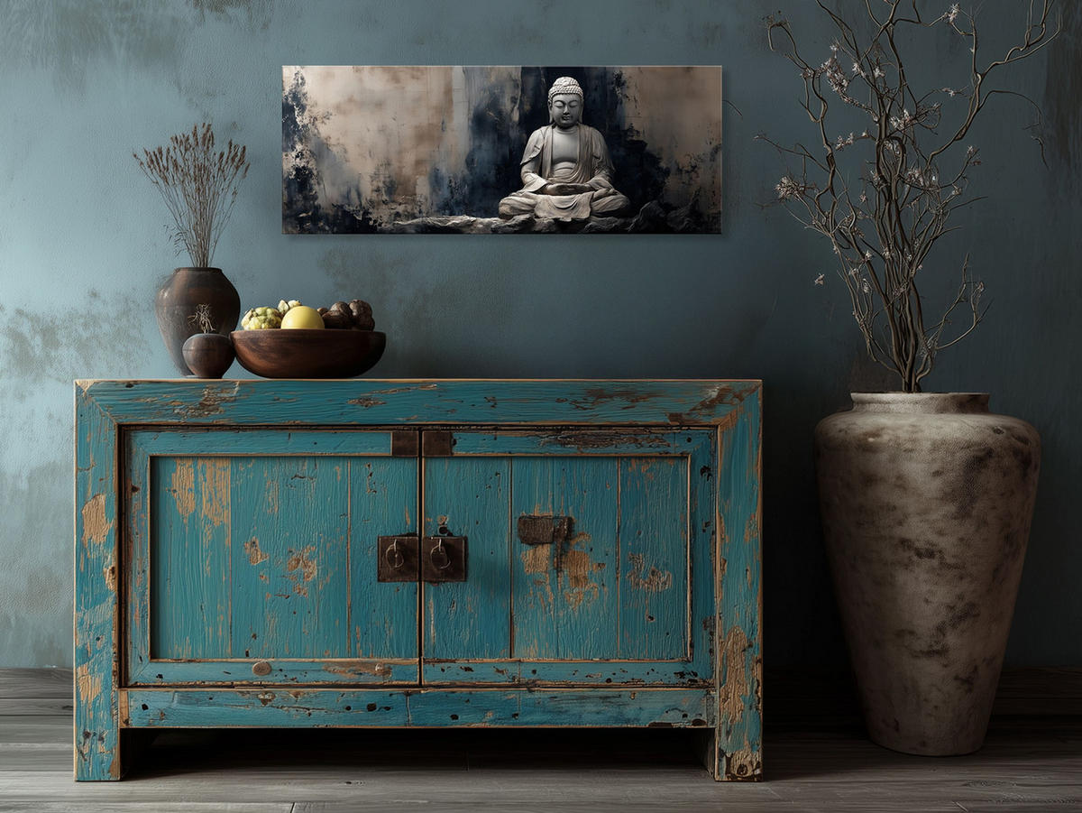 GLASBILD 80x30 cm Buddha Yoga Zen - Anthrazit, Glas (80/30cm) - artissimo