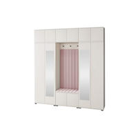 GARDEROBE Napoli version 12 mit Spiegel, mit POLSTERPANEELEN ROSA - Beige/Rosa, Holzwerkstoff (210/225/40cm) - Jerpax
