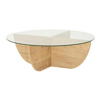 COUCHTISCH - Sicherheitsglas - Holzfarben hell & Transparent - AYSUN - Hellbraun, Holz (90/90/30cm) - Vente-Unique