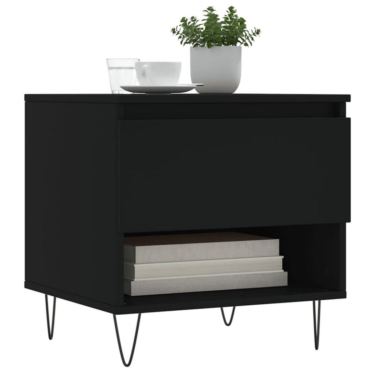 COUCHTISCHE 2 Stk. Schwarz 50x46x50 cm Holzwerkstoff - Schwarz, Holzwerkstoff (50/46/50cm) - furnicato