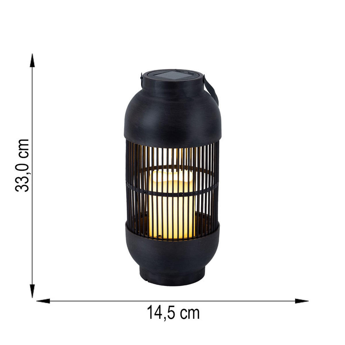 LED AUSSENLEUCHTE Solar Schwarz - Schwarz, Kunststoff (14.5/14.5/33cm)