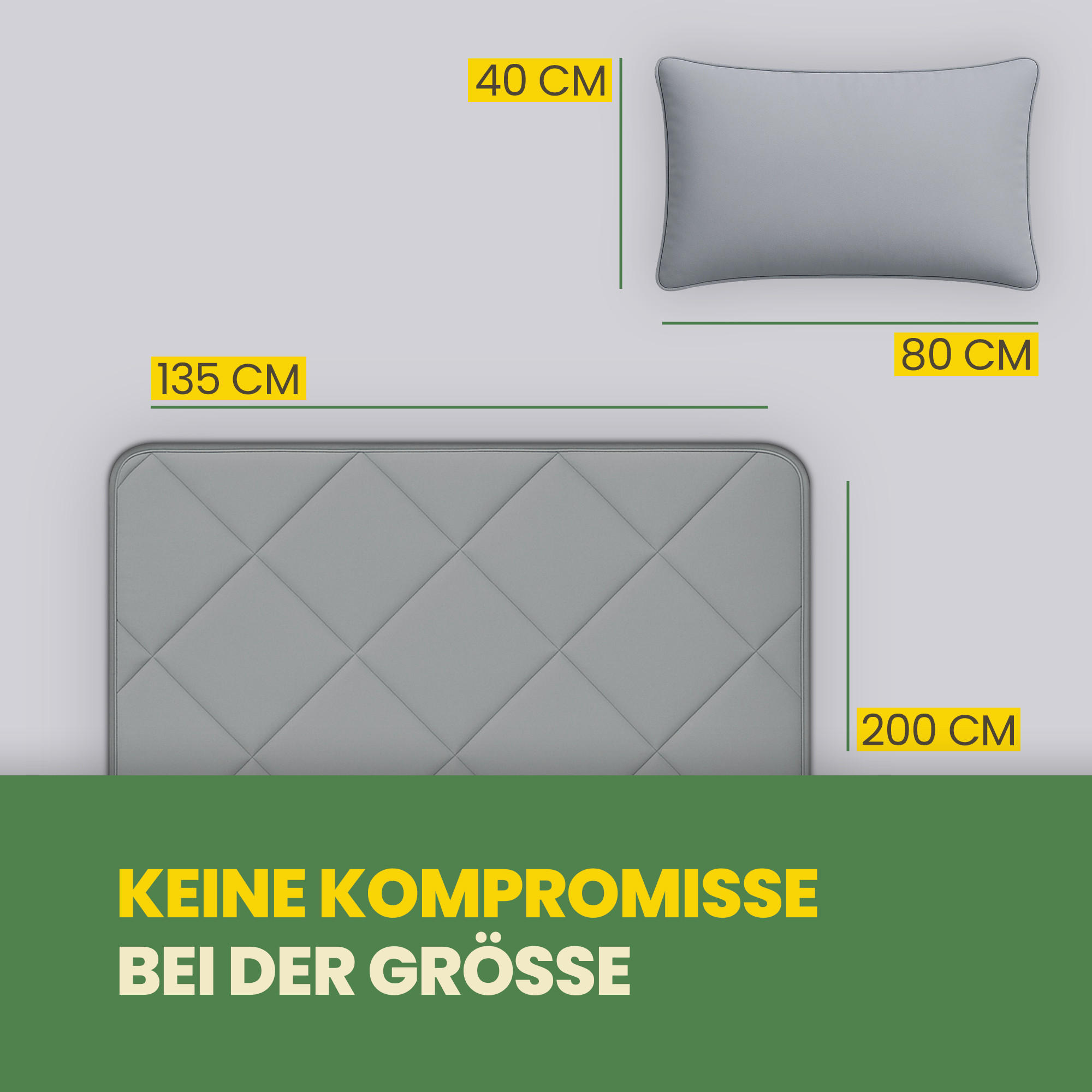 BETTENSET 2tlg. Reise Set ( Sommer Steppdecke 135x200cm + Kissen 40x80cm) - Hellgrau - Hellgrau, Textil (135/200cm) - Bestlivings