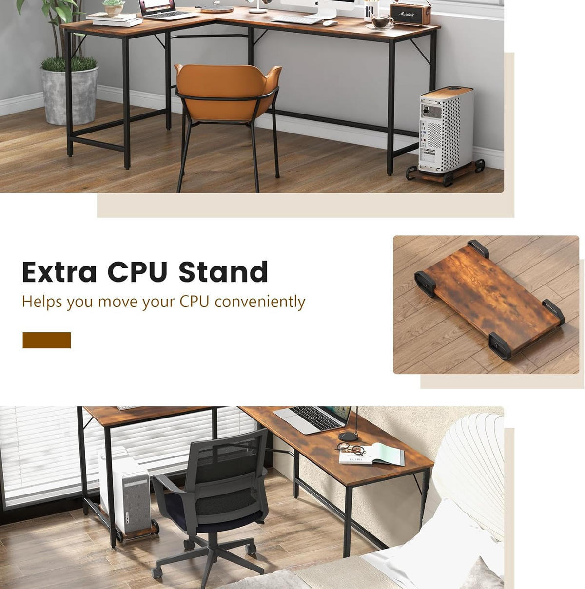 DATORBORD Brunt - Brun, Träbaserade material (50/168/74.5cm) - COSTWAY