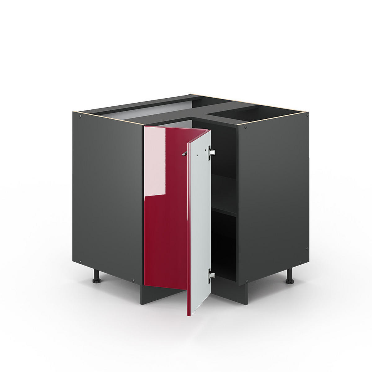 ECKUNTERSCHRANK Fame-Line Bordeaux Hochglanz 80.5 cm, AP Marmor - Bordeaux/Anthrazit, Holzwerkstoff (80.5/82/60cm) - Vicco