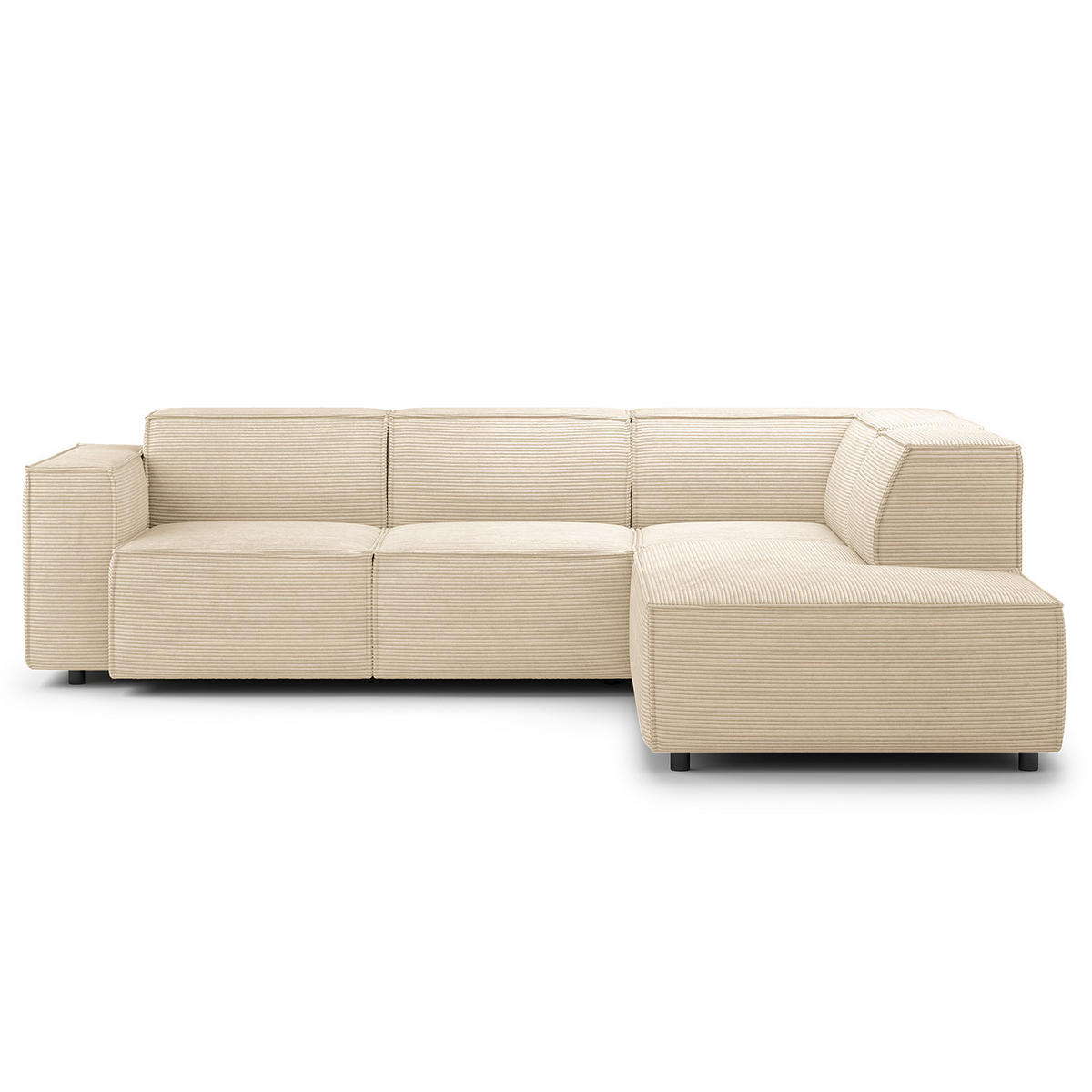 ECKSOFA mit Ottomane - Beige/Schwarz, Kunststoff/Textil (260/234cm) - home24