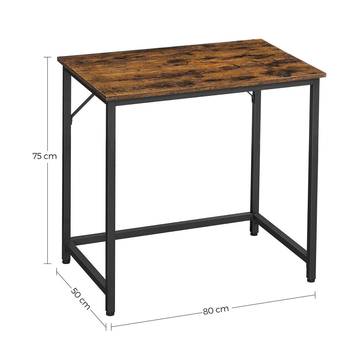 SCHREIBTISCH COMPUTERTISCH - Braun, Holzwerkstoff (80/50/75cm) - Hansiro
