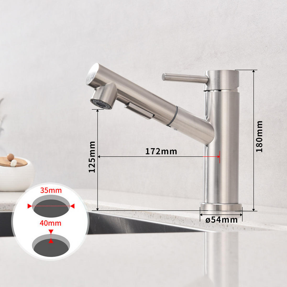 KÜCHENARMATUR Ausziehbar Edelstahl - Silberfarben, Metall (24.5/7.5/42cm) - HOMELODY