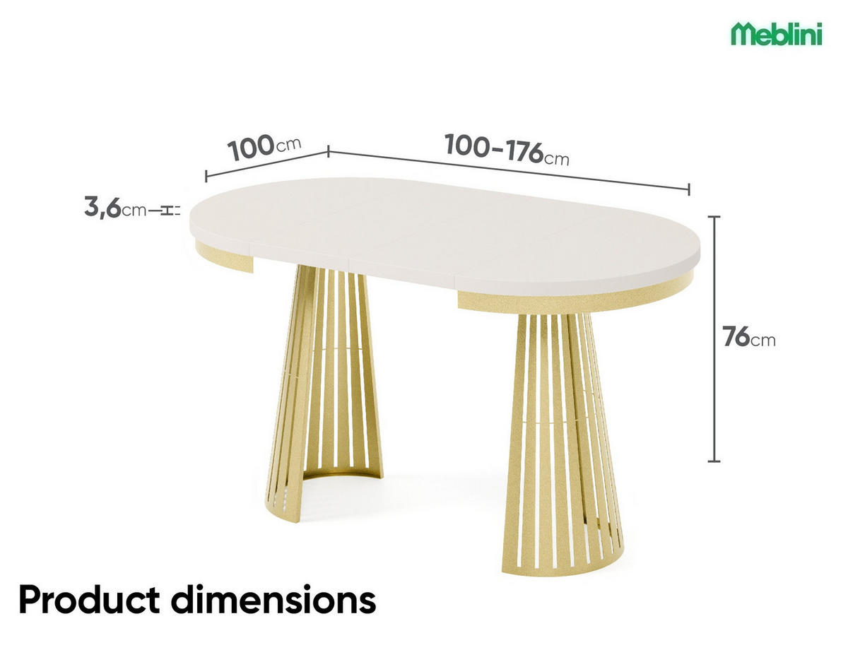 ESSTISCH Cone Bis - Kaschmir/Goldfarben, Holzwerkstoff/Metall (100/100/76cm) - Meblini