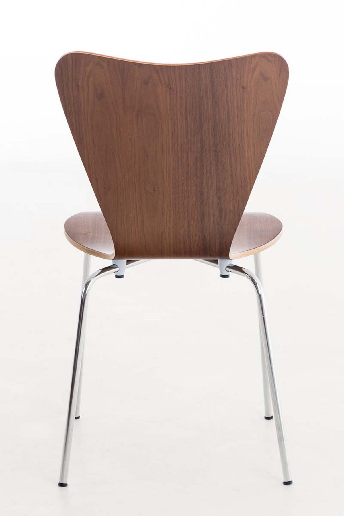 BESUCHERSTUHL Calisso mit Holzsitz und Metallgestell, Farbe: Walnuss - Chromfarben/Walnussfarben, Holz/Metall (42/85/47cm) - TPFLiving
