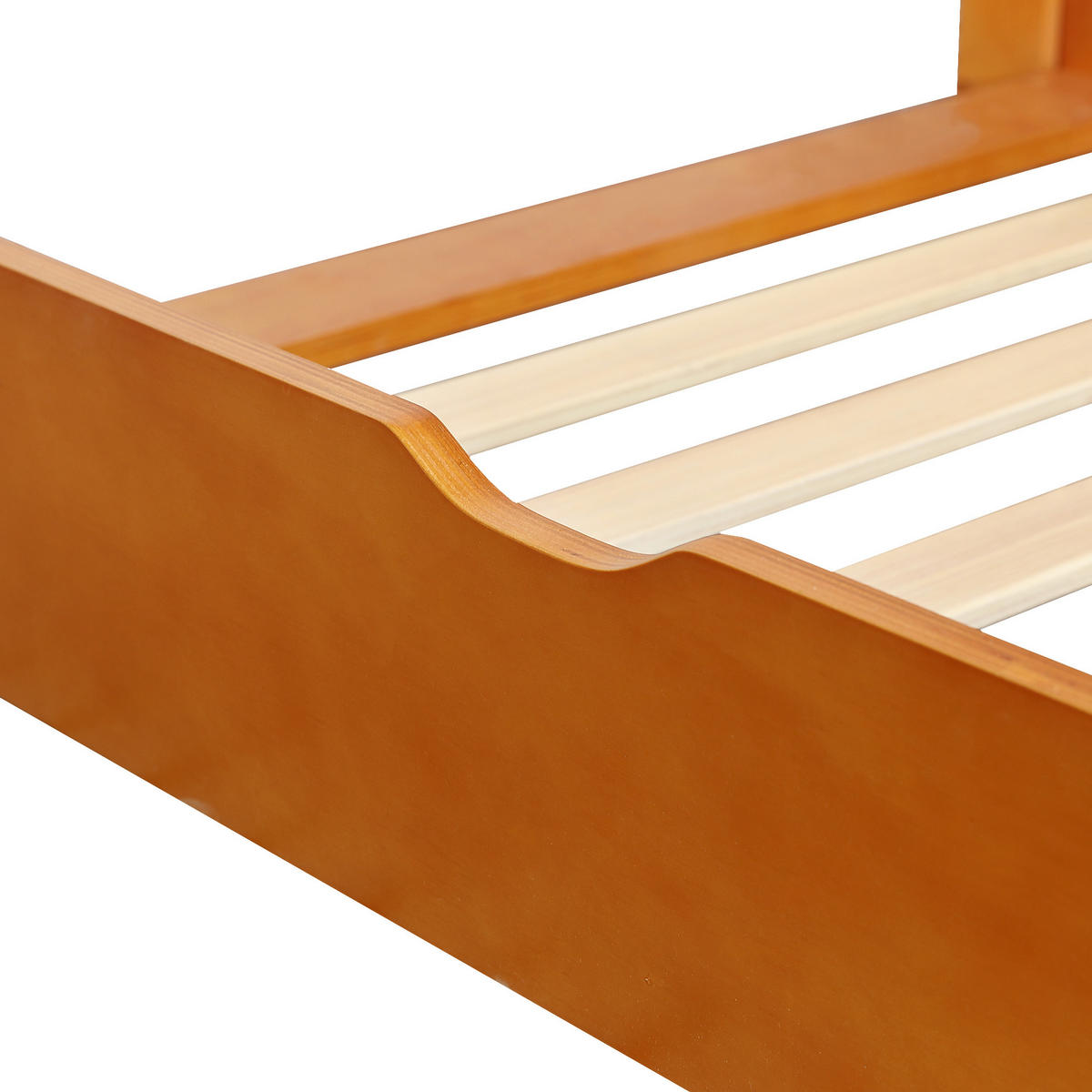 BETT 140/200 cm in Natur mit Ausziehbett, Gästebett und abgerundetem Kopfteil aus Holz - Naturfarben, Holzwerkstoff (140/200cm) - STILVORA