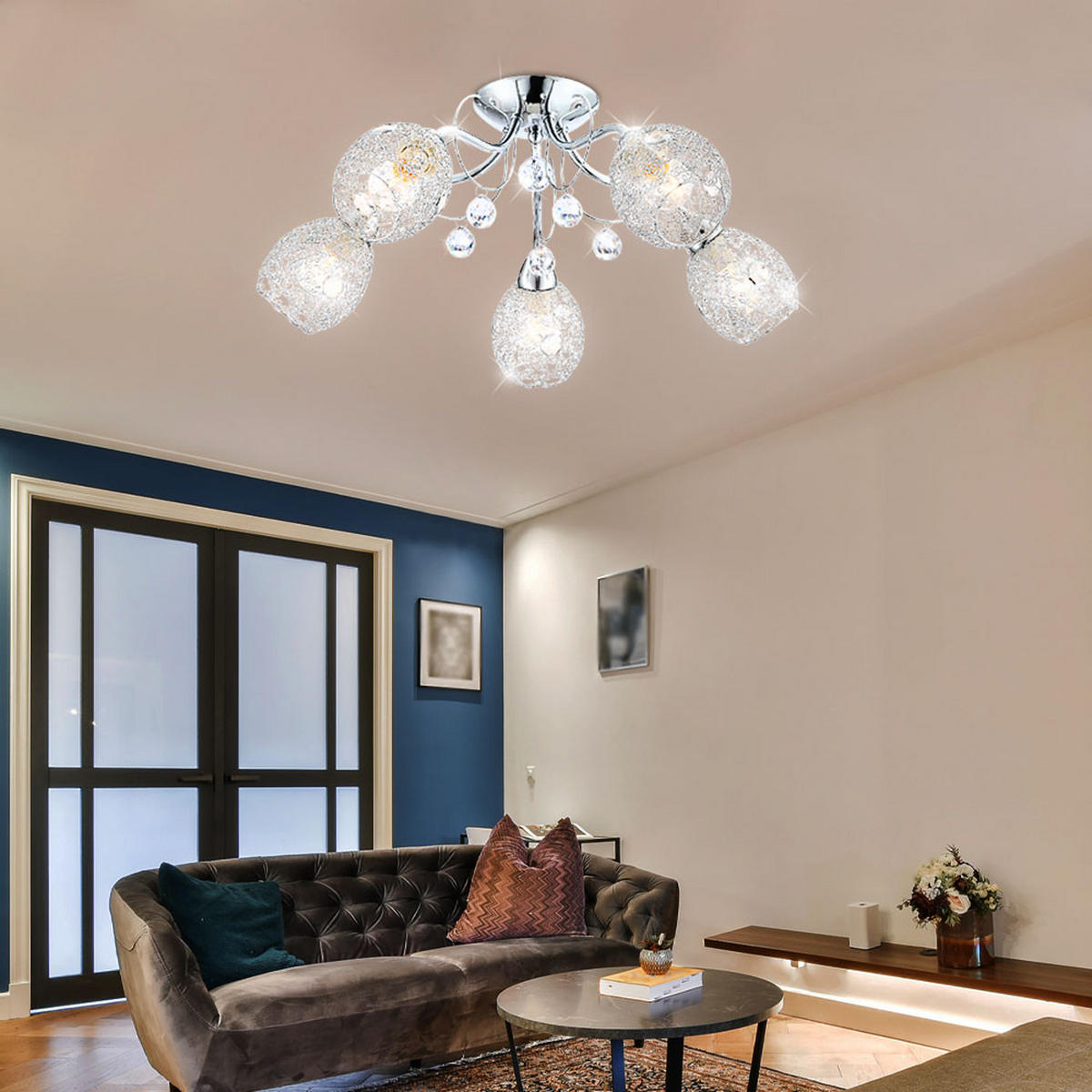 LED DECKENLEUCHTE KORDULA Silber Chrom - Silberfarben, Metall (54/54/22cm) - Globo Lighting