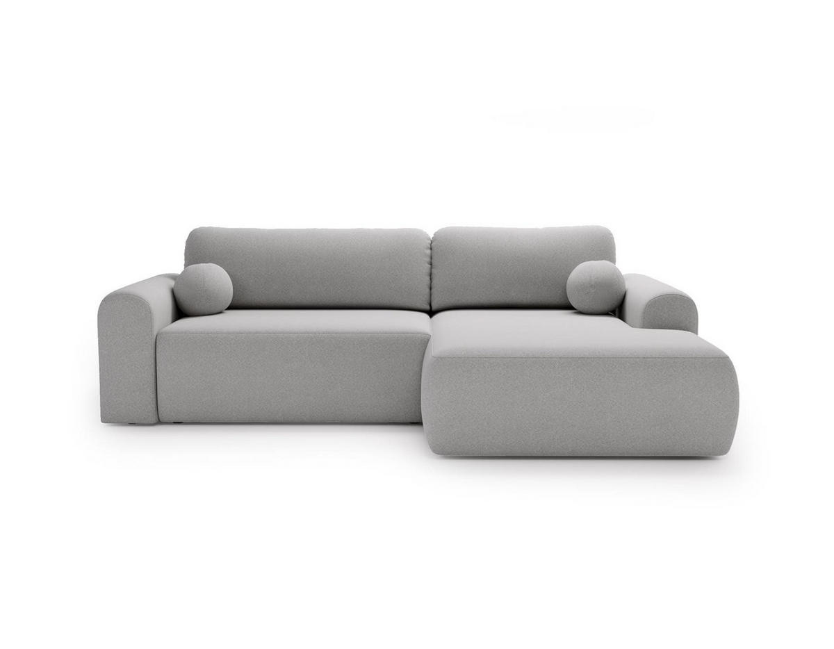 ECKSOFA Aurora Hellgrau, mit Schlaffunktion in Lambi Stoff, rechte seite - Hellgrau, Holzwerkstoff/Textil (257/177cm) - Bettso