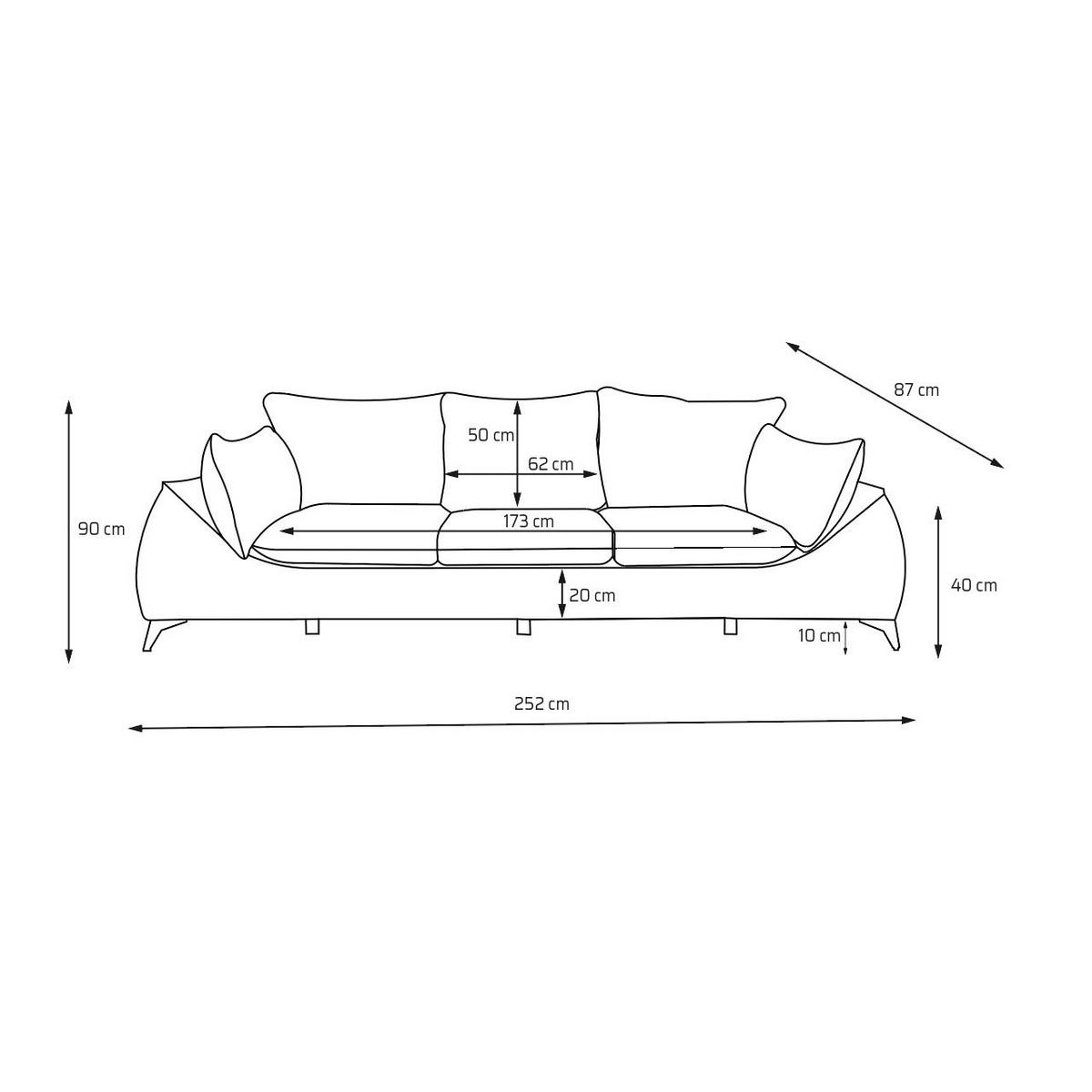 3-SITZER SOFA MELANI elegant Stillvoll Polstersofa 252 cm - Beige, Holz (252/90/88cm) - Muffo