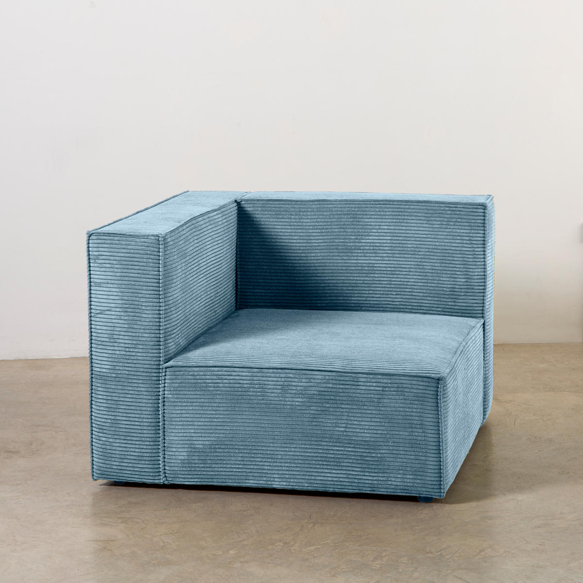 3-SITZER-SOFA Chaiselongue bezogen blauem Cordcornish-nicht modular-Samt HARPER - Blau, Textil (100/65/280cm) - RNT By Really Nice Things