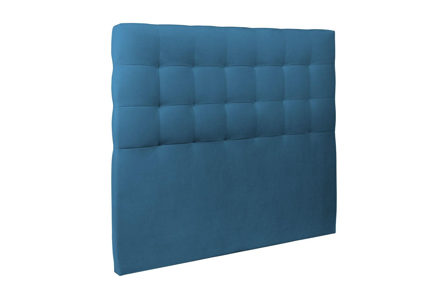 KOPFTEIL gepolstert - Gesteppt – ozeanblauer Samtstoff - 160 cm - Beige/Dunkelblau, Holz (160/120/10cm) - Sommeil de Plomb
